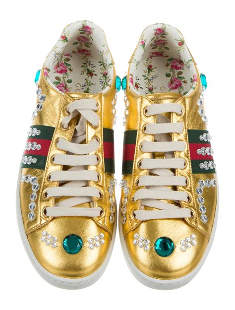 gucci new ace metallic leather low top sneakers|Gucci ace sneakers interlocking g.